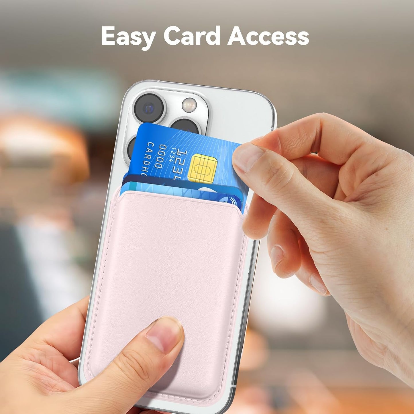 12/13/14/15/16/17 Magnetic Wallet Cell Phone Card Holder for Phone Case, Stronger Magnetic RFID Leather Phone Wallet
