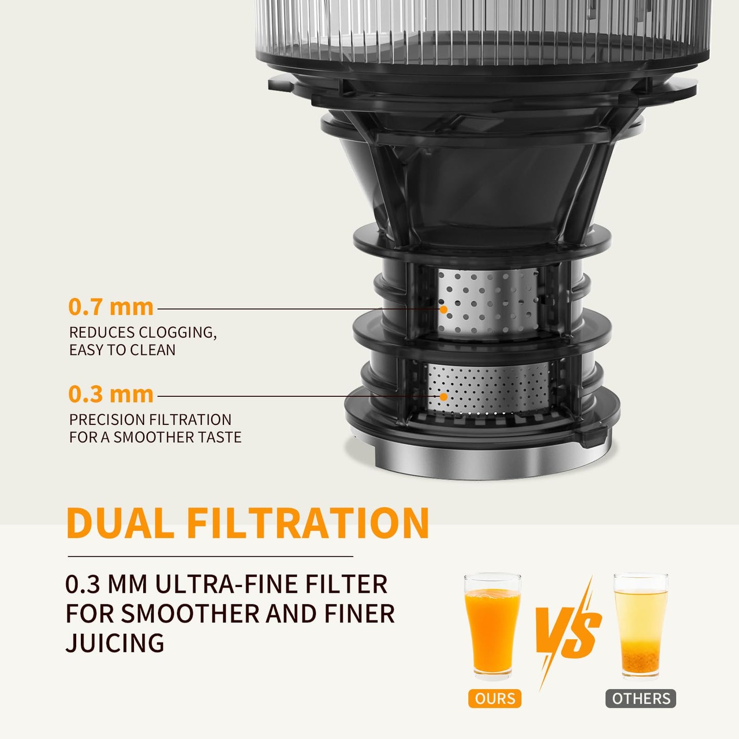 XTKKGFBIR Cold Press Juicer, 400W Masticating Juicer with 6" Extra-Large Feed Chute, 55RPM Slow Juicer, High Juice Yield, Easy to Clean, for Whole Fruits, Vegetables, Nut Milk & Sorbet, 1.8L Capacity