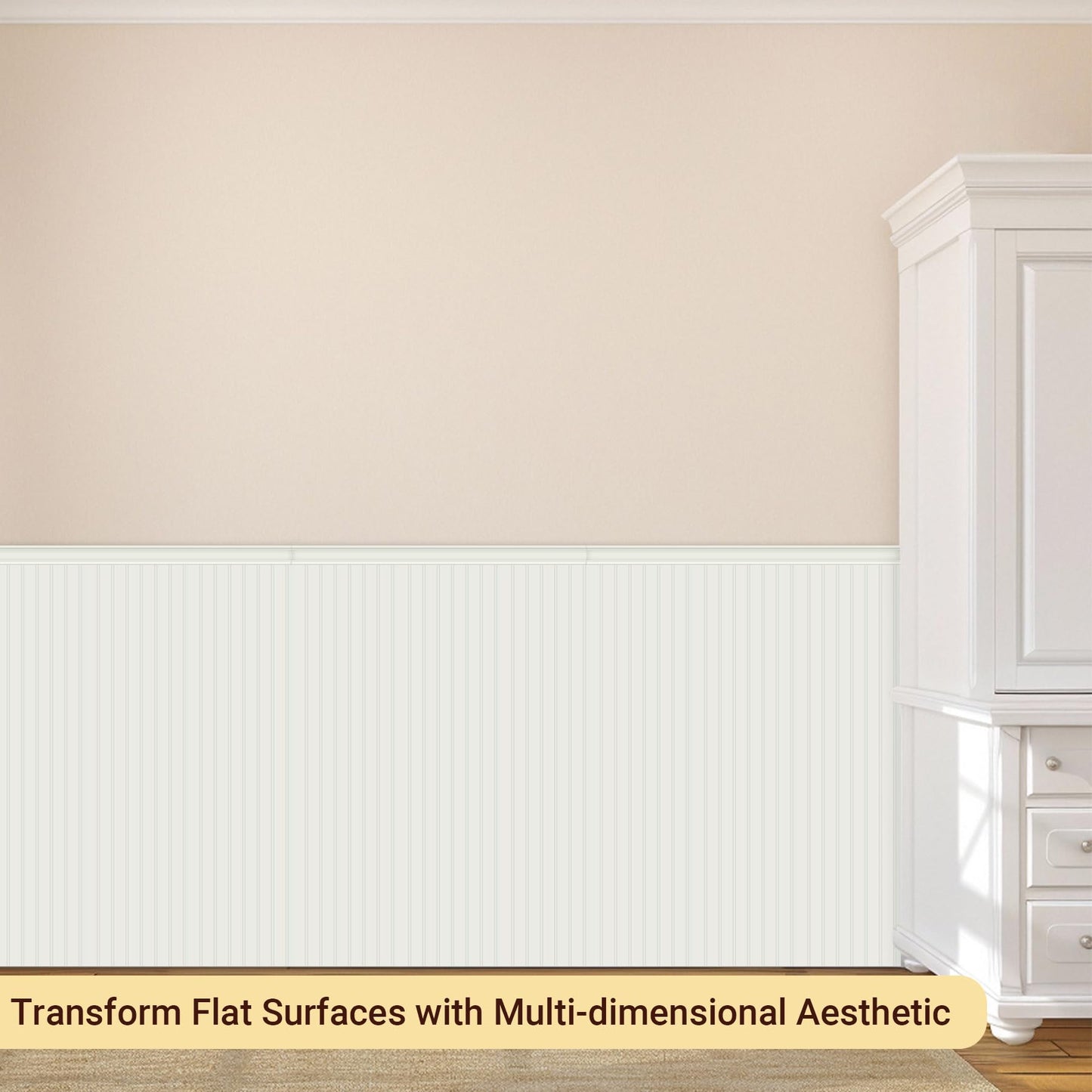 Trimold Premade Board-and-Batten Wainscoting Kit - Ready to Assemble Cover 118" x 39.4", Paintable Panel Molding Trim Slats for Accent Wall