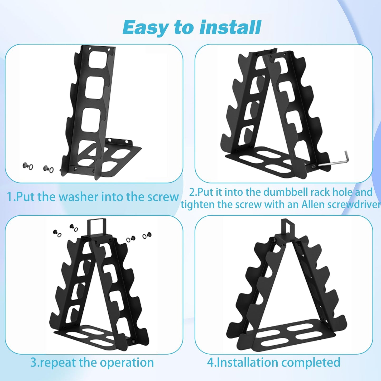 Dumbbell Rack 4 tier(Dumbbells not included), A-Frame Black Metal Dumbbell Holder with Handle, Multilevel Weight Storage Organizer for Dumbbells, Tree Shape Compact Weight Rack/Holder