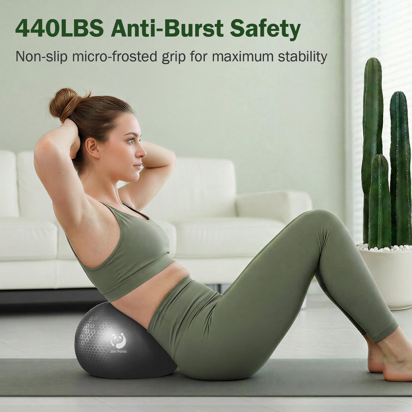 Slim Panda Pilates Ball, 9 Inch Small Exercise Ball, Anti Burst Mini Yoga Ball for Stability, Workout, Barre, Core Strength, Physical Therapy, Balance, Stretching