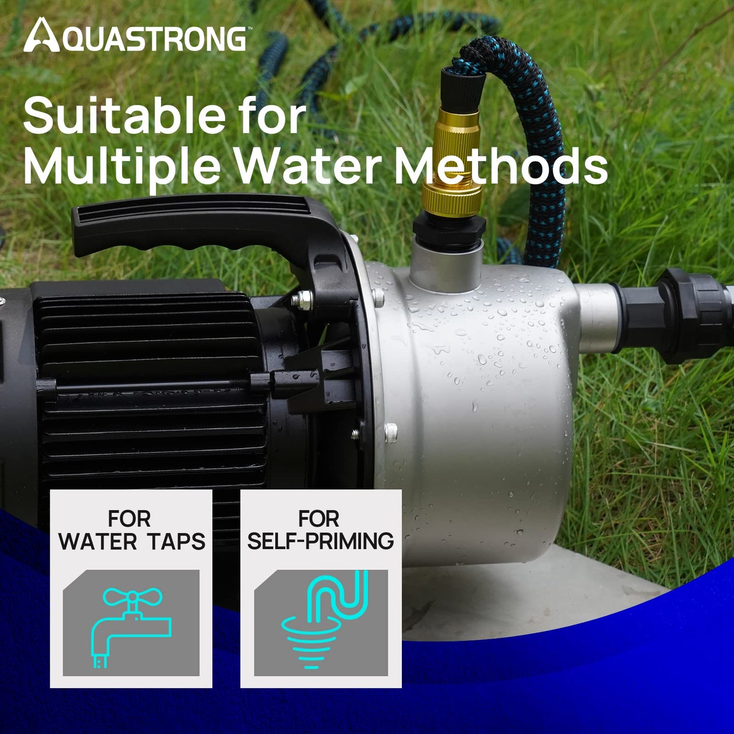 Aquastrong 115V Shallow Well Garden Pump, Stainless Steel, 1210 GPH, Water Transfer Draining Irrigation Sprinkler Pump, for Lawn,Garden,1.2 HP Portable