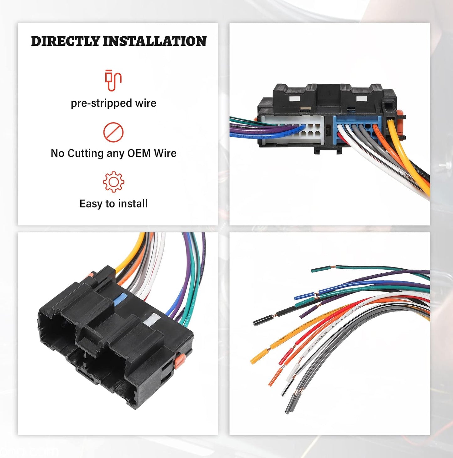 2006-2009 2006-2007 RED WOLF Car Stereo Wiring Harness Male Connector Adapter Replacement for Saturn Ion Vue Install