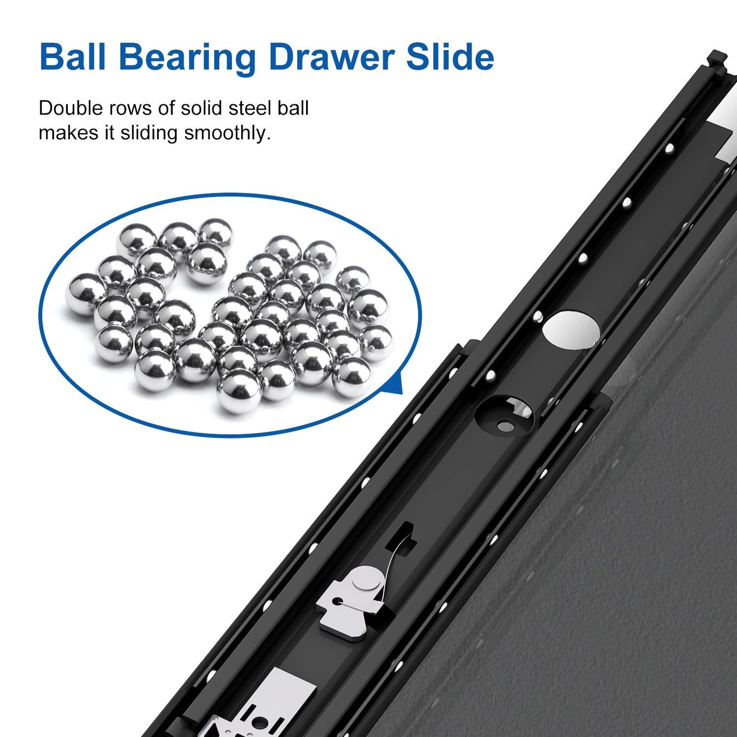 VADANIA 60" Ultra Heavy Duty Drawer Slide with Lock #D76, 3" Widening Black-electroplated Cold-Rolled Steel, Industrial Grade Heavy Load Capacity, 3-Fold Full Extension, Side Mount, 1-Pair