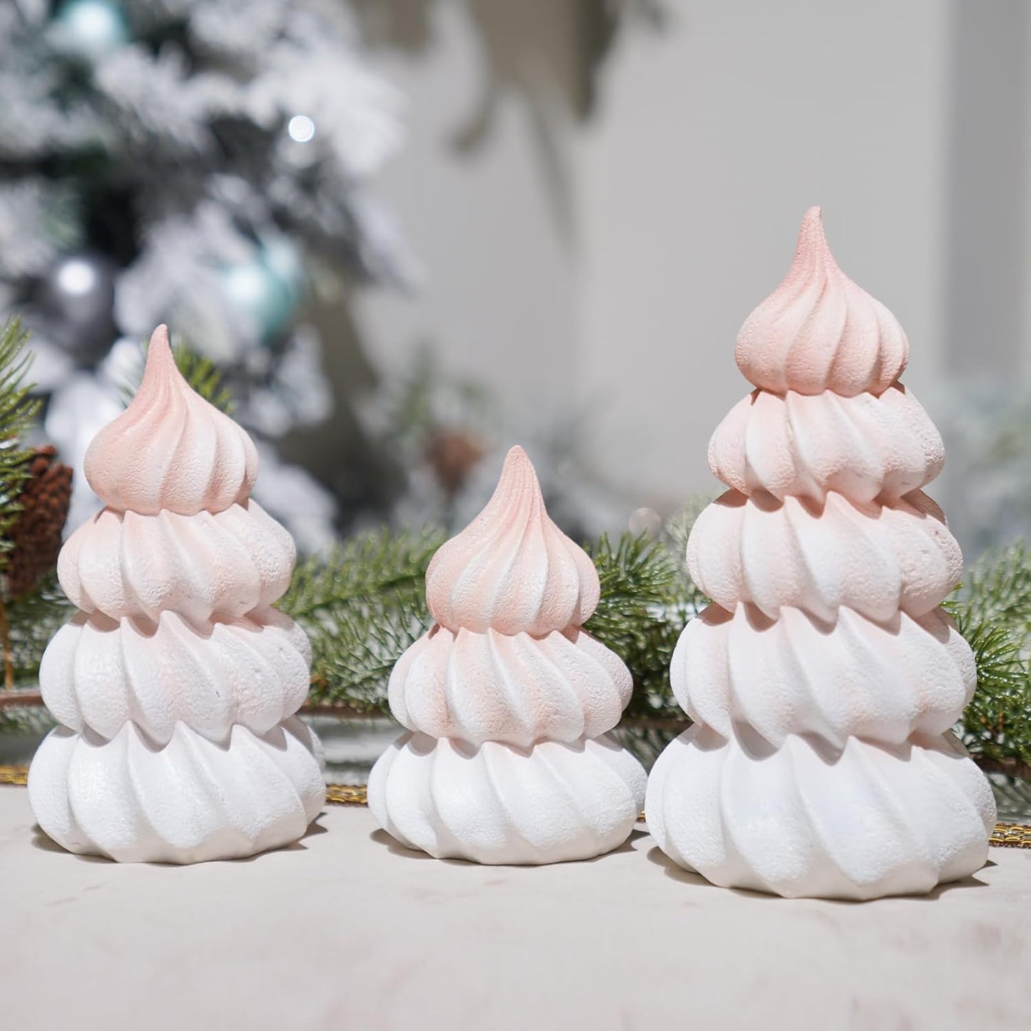 Resin Fantasy Meringue Tree Ornaments by Christmas Decorations | Unique Indoor Home Decor for Dining Table, Desk & Shelf - 11x11x21cm
