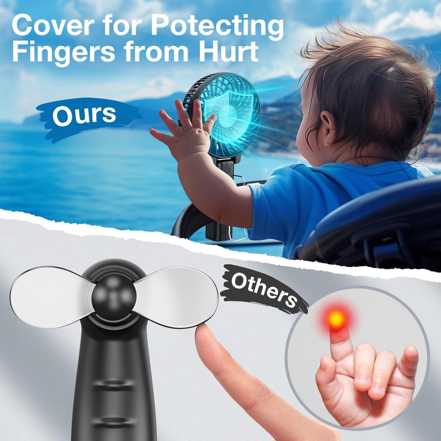VersionTECH. Portable Handheld Fan - Powerful 4000mAh Battery | 180° Foldable Mini Fan for Travel & Office - Black