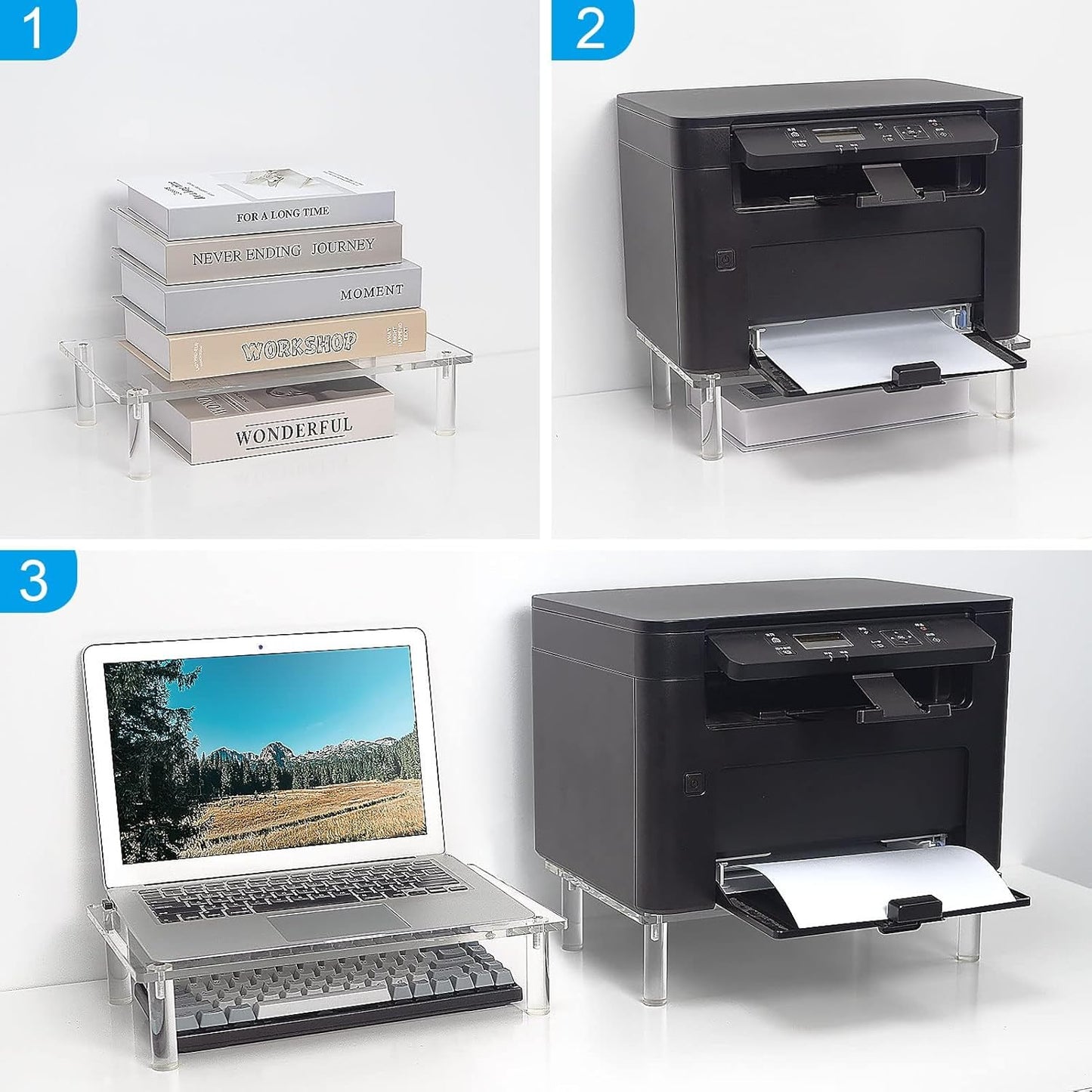 Sumerflos Clear Acrylic Monitor Laptop Stand, Sturdy and Save Space Computer Laptop Monitor Riser Stand for Home Office