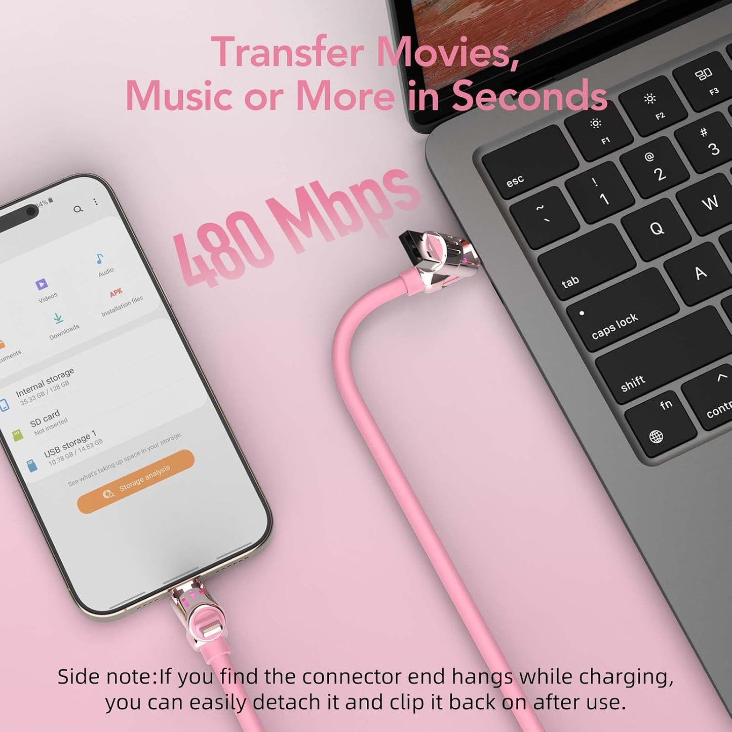 240W 4-in-1 6.6FT 17/16/15/14, S25/S24 6.6Ft) MFish Charging Cable with Carrying Case, Fast Charger USB-A & USB-C