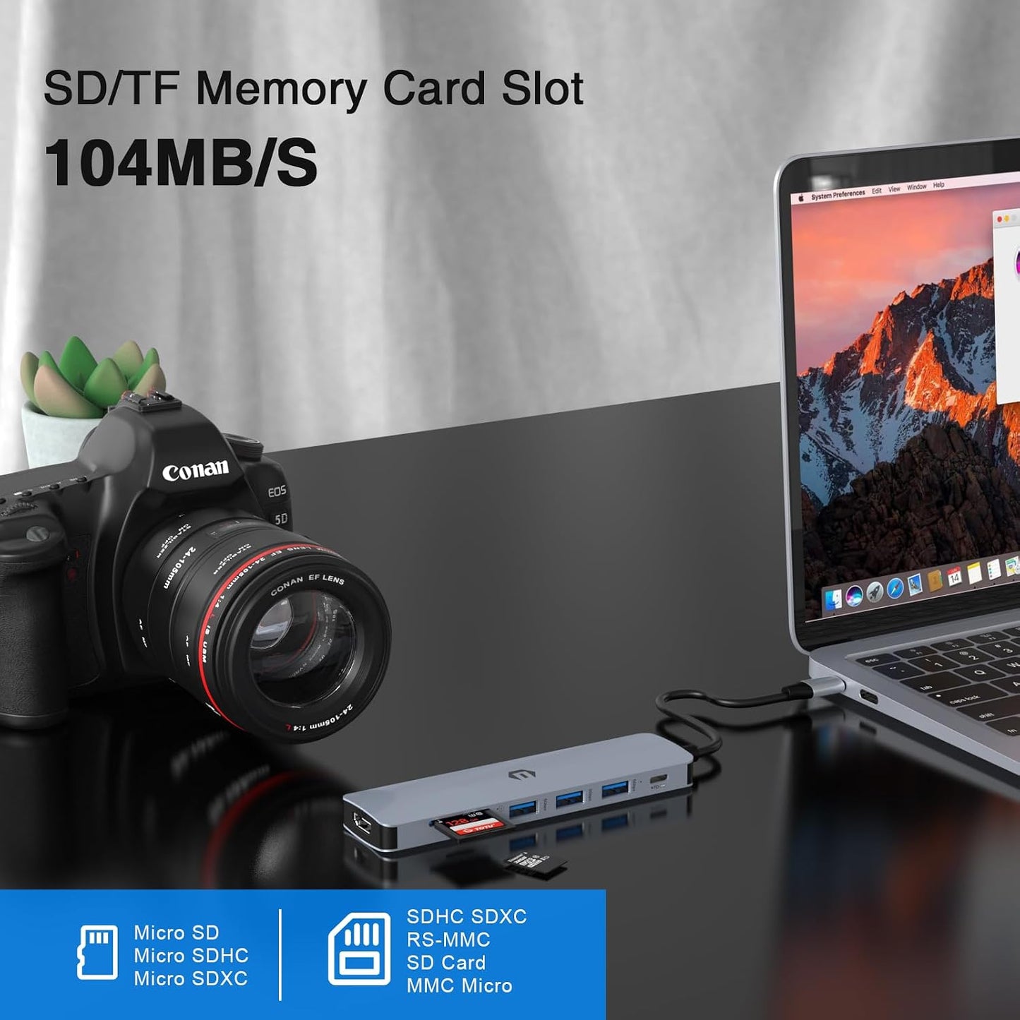 Tiergrade 7-in-1 100W 3 3.0, USB C Hub Multiport Adapter, USB C Docking Station with HDMI, PD Charging Port, USB SD/TF