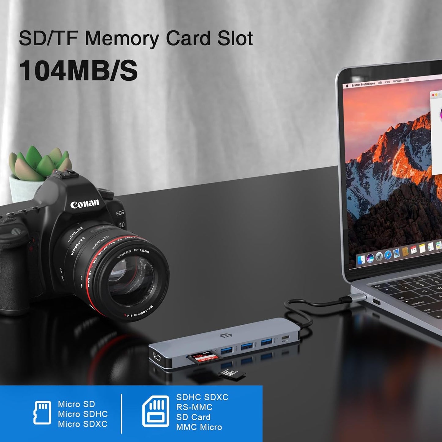 SUTOUG 7-in-1 100W 3 3.0 Docking Station, USB C Hub Multiport Adapter with HDMI, PD Charging Port, SD/TF Dock, USB