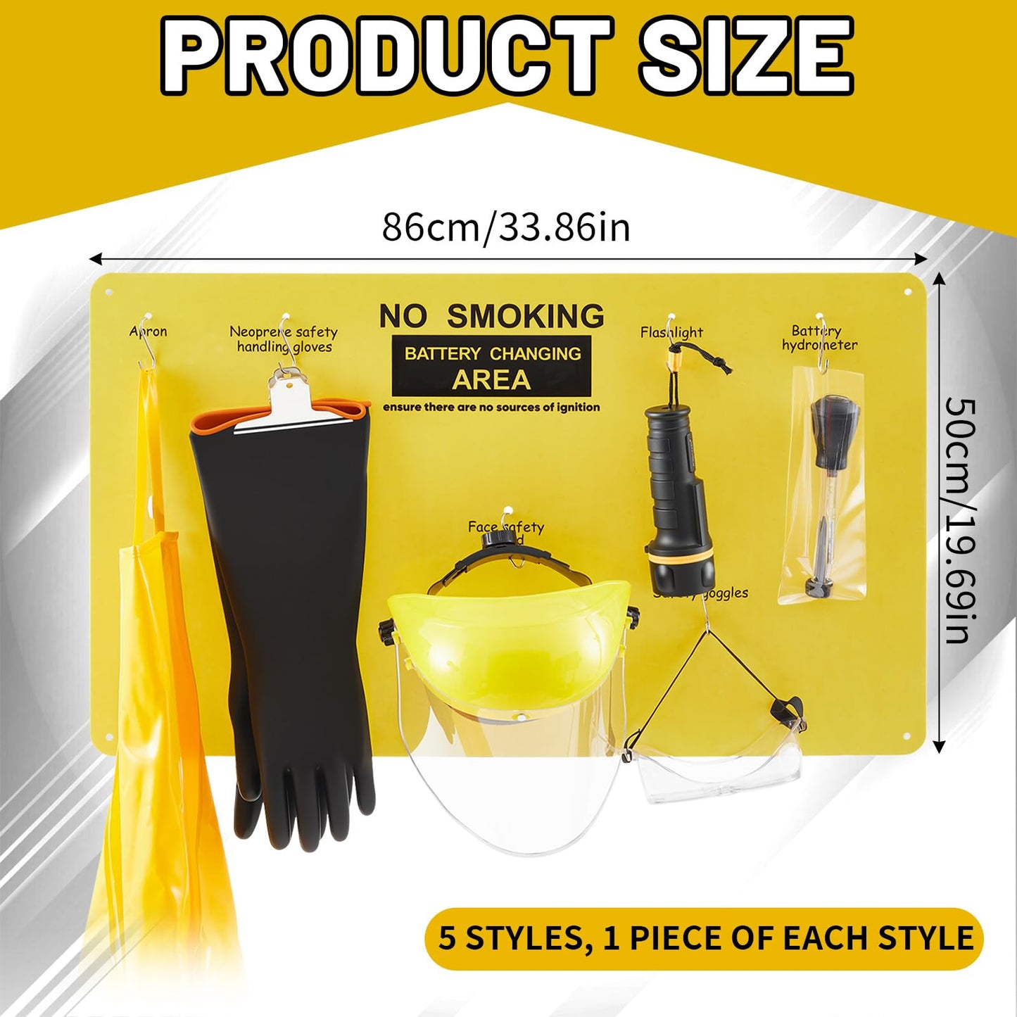 7 Pcs Complete Forklift Battery Protective Handling PPE Kit, PPE Equipment for Lift Battery Water Handling, Propane Tasks, Warehouse Safety Gear Storage