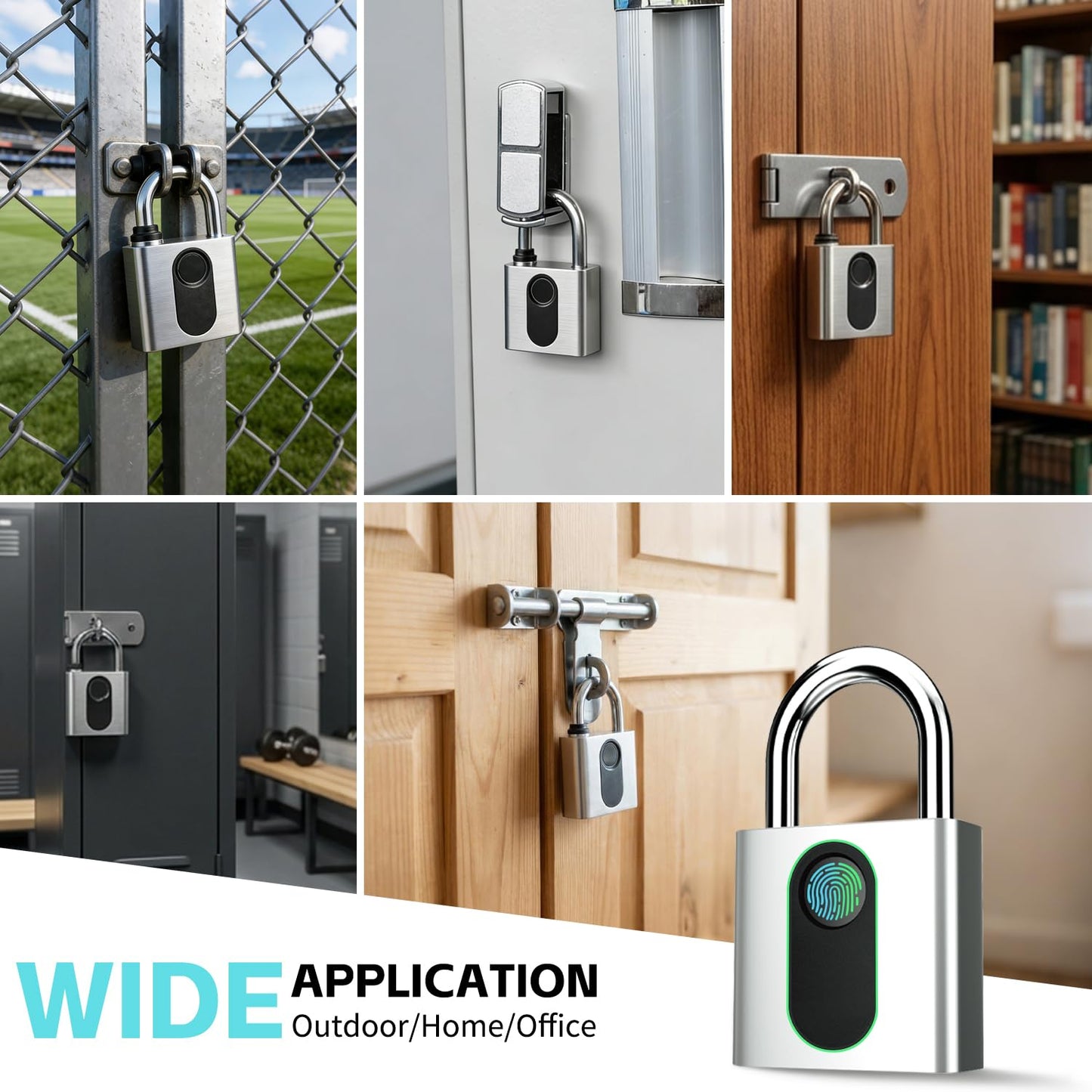 OKLOK Fingerprint Padlock with Remote Authorization Smart Pad Lock for Outdoor Courtyard Warehouse Doors Anti-Theft Gym Locker Lock (Small)