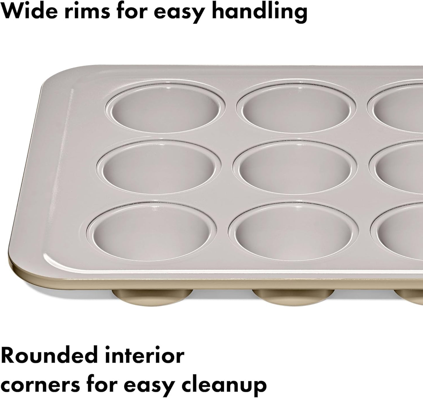 OXO Good Grips 12-Cup Muffin Pan - Non-Stick Pro Ceramic Coated Bakeware for Perfect Biscuits