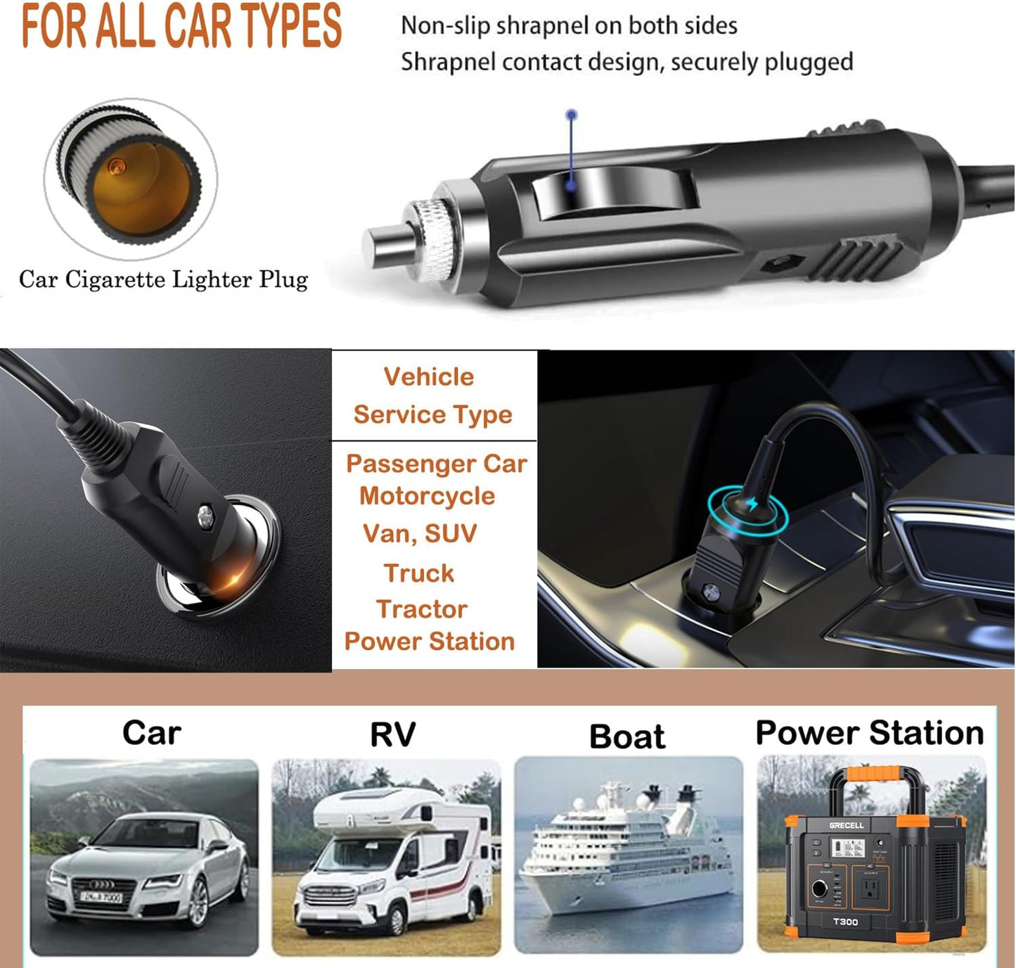 Metasources AC200L AC200PL AC200P 2400W 2048Wh 2304Wh XT60 Car DC Adapter Charger Compatible with Bluetti L Portable
