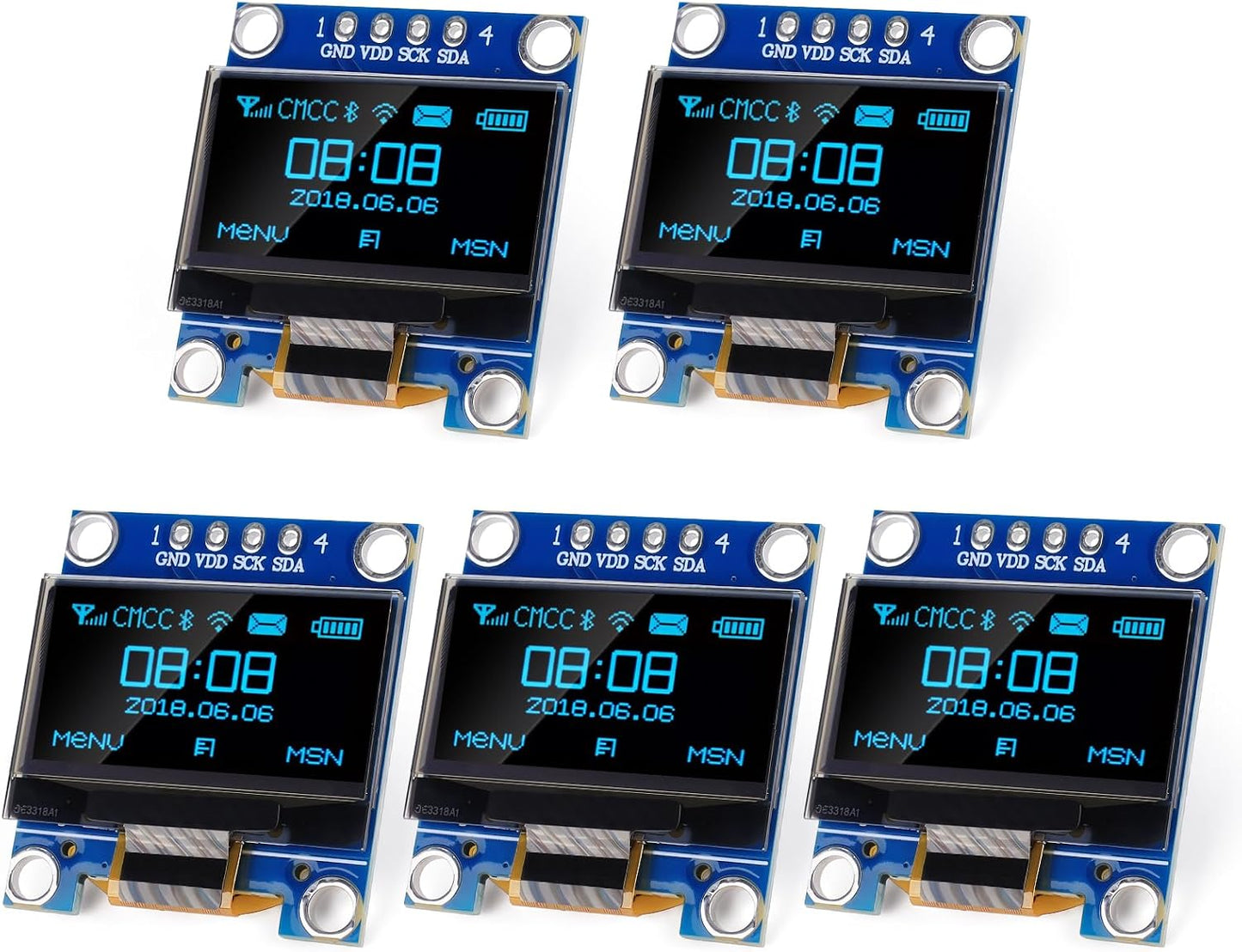 Drocoge 0.96 Inch 12864 128x64 I2C SSD1315 (5Pcs OLED Display Module LCD Screen IIC OLED Board Driver for Arduino