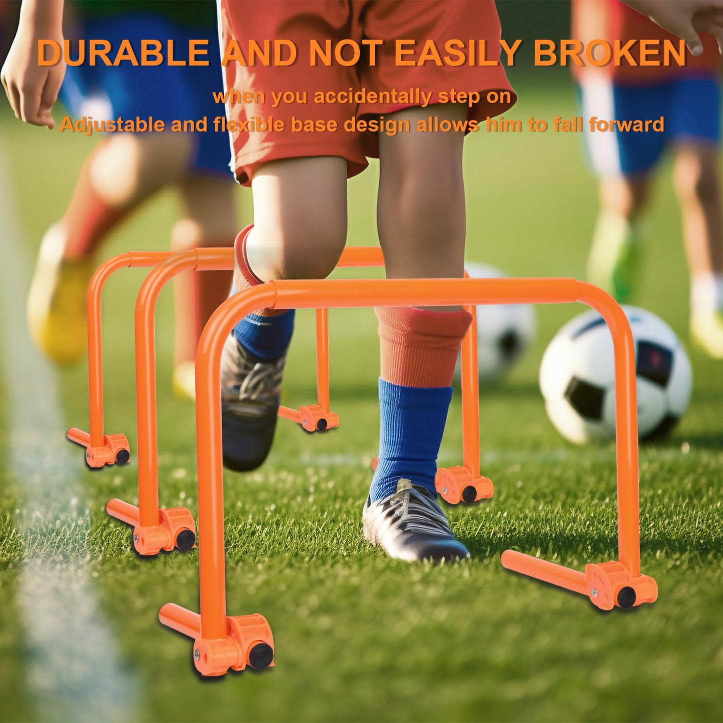 Hikeen Agility Speed Training Hurdles, Adjustable Agility Training Hurdles for Football, Basketball, Soccer Hurdles Training Equipment Set of 6, with 12 Marker Cones, 1 Storage Bag