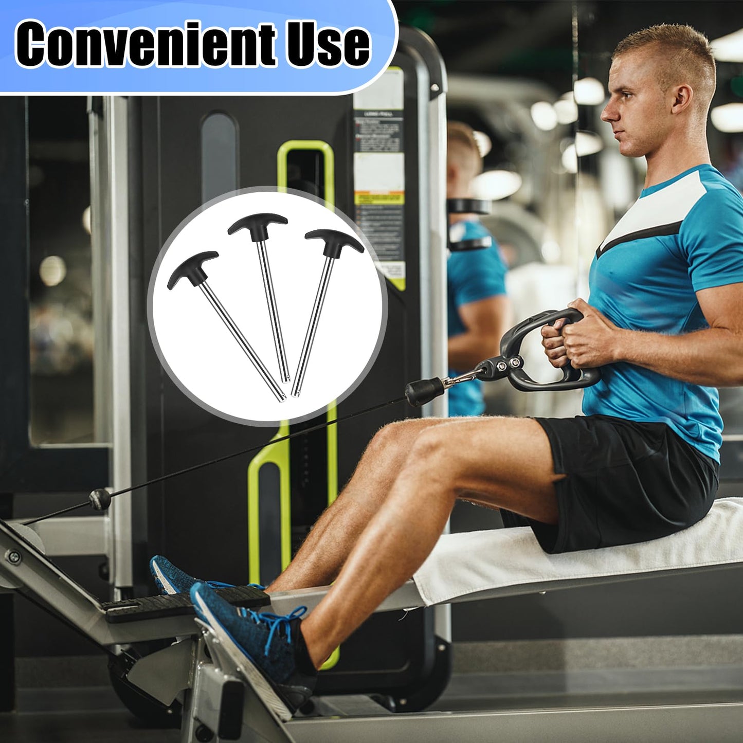 3pcs Weight Stack Pin, Gym Pins for Weight Stack,Weight Lifting Pins for Universal Home Commercial Gym Strength Training Equipment Machine Pin Insert Accessories（3/8 " Diameter / 6 " Locking Space）