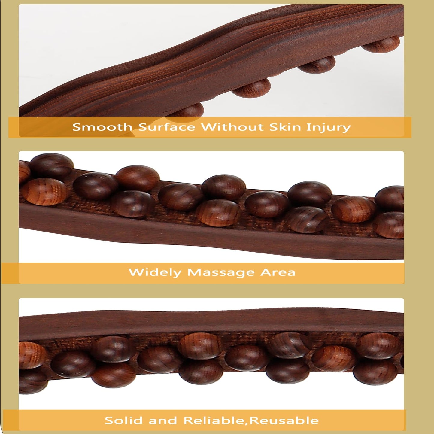 Guasha Wood Massage Stick Tools,31 Beads Back Massage Roller Stick,Lymphatic Drainage Massager for Body Shaping (31beads)
