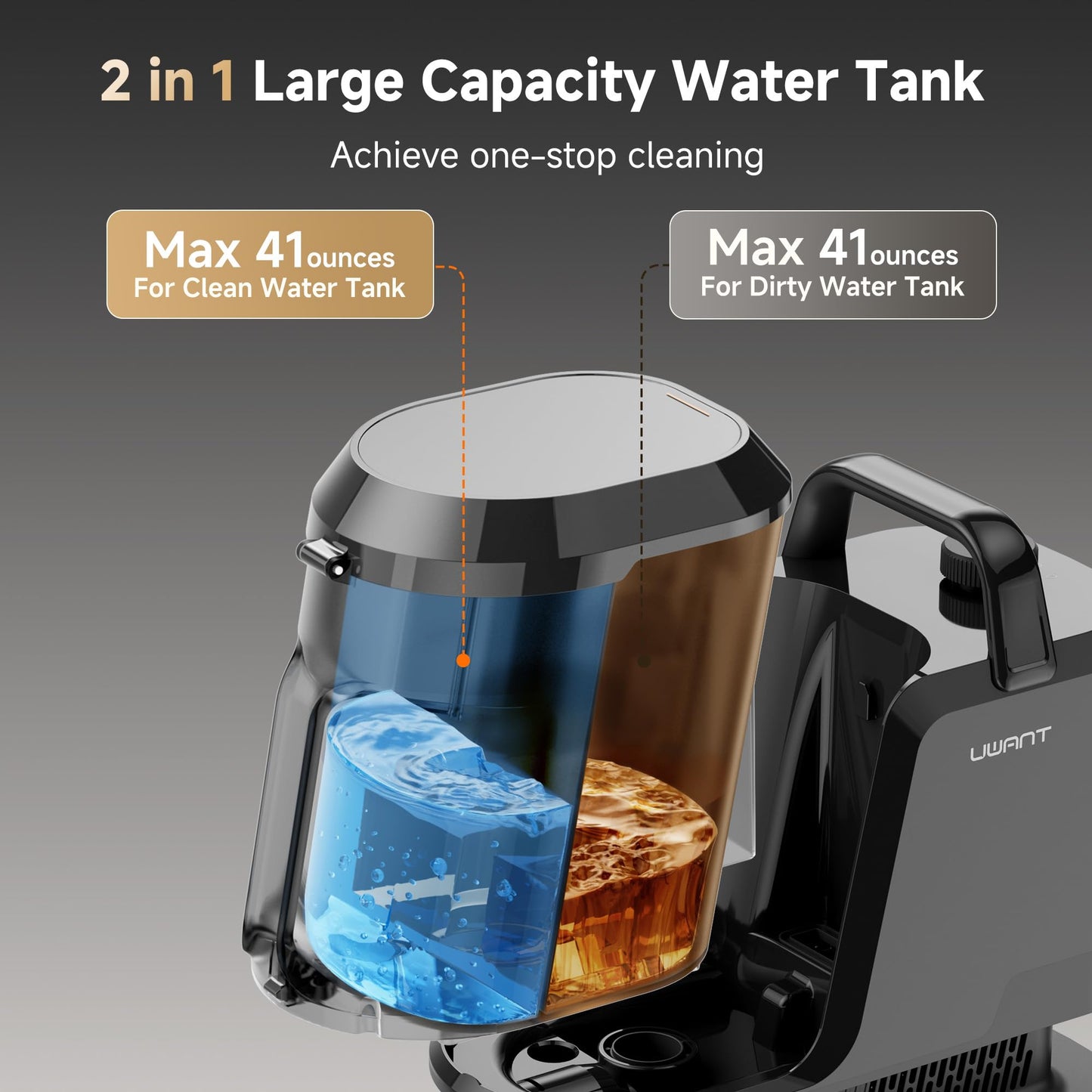 Uwant Carpet Cleaner Machine with Steam&Hot&Cold Water System 18Kpa Powerful Suction Upholstery Cleaner Machine with Pet Pro Cleaner for Pets, Carpet Steam Cleaner Set of 1