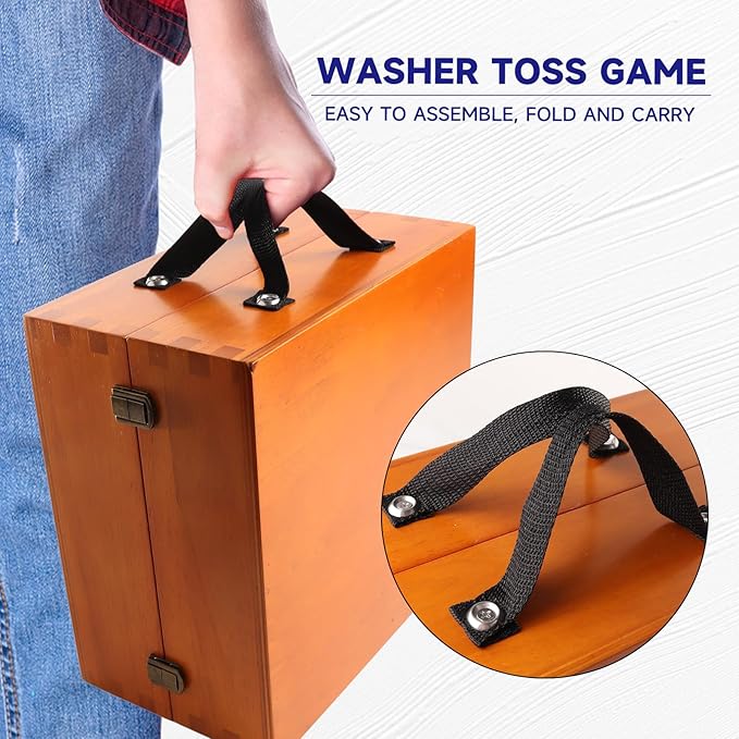 GSE Games & Sports Expert Premium Wood Washer Toss Game Set with 8 Washers with Bottle Opener for Adults and Family. Portable Lawn Game for Beach, Backyard, Pitching, Tailgating, Camping