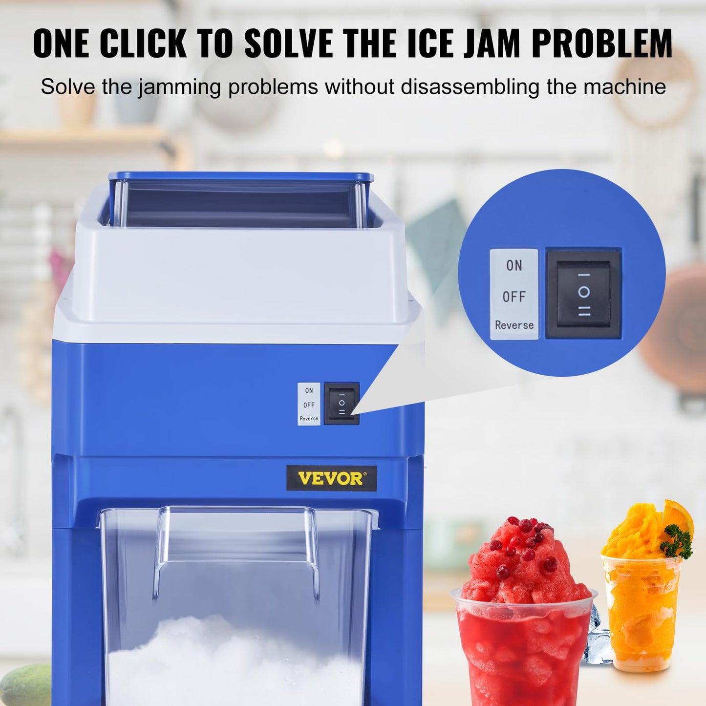 VEVOR Commercial Ice Shaver Crusher, 265lbs Per Hour Electric Snow Cone Maker with 4.4lbs Ice Box, 650W Tabletop Shaved Ice Machine for Parties Events Snack Bar, Home and Commercial Use