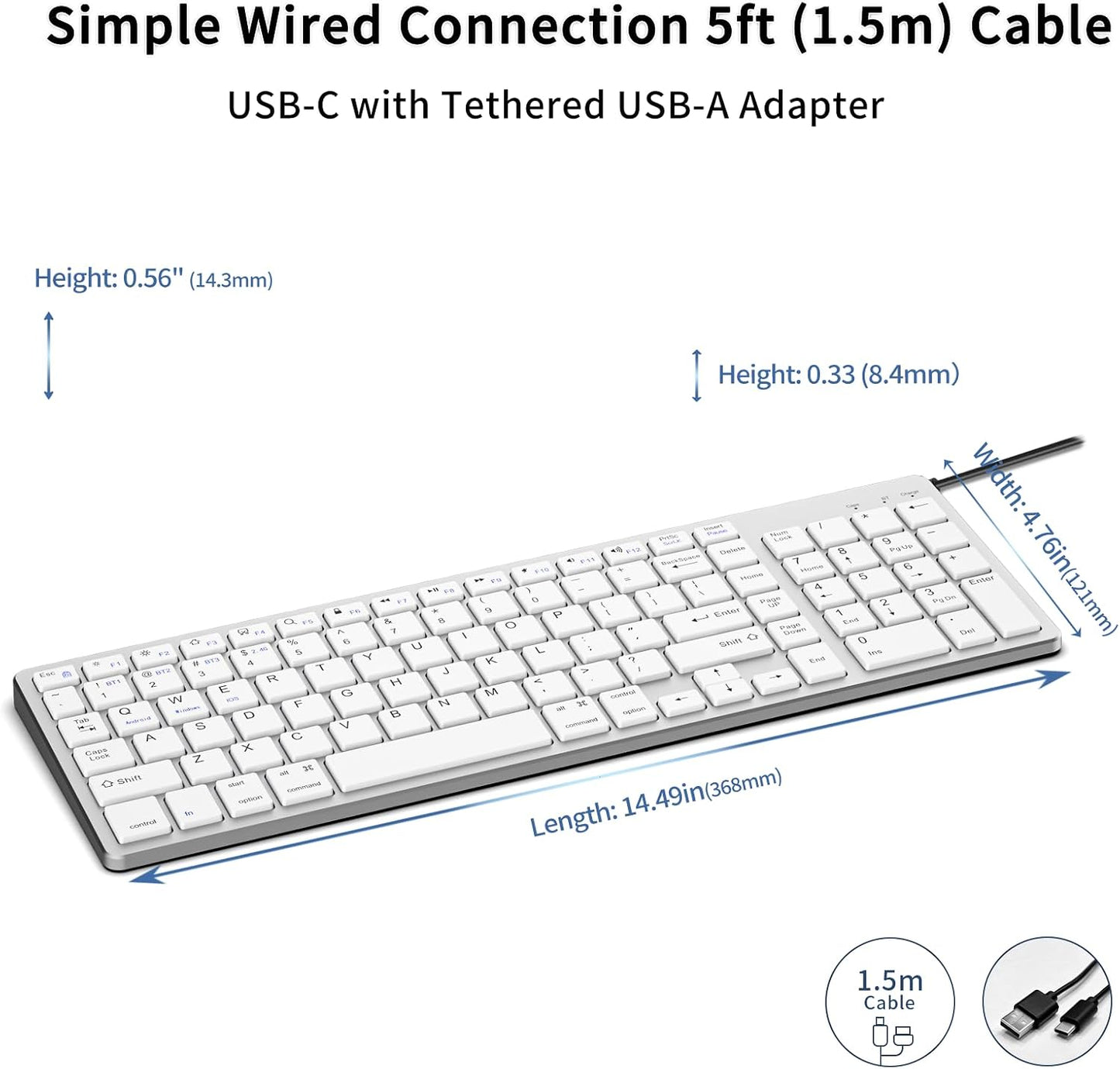 JKSML 102 2.4 12 Programmable Wireless Keyboard with Keys, Bluetooth and GHz Wireless, Low Profile, Number Pad, Fluid