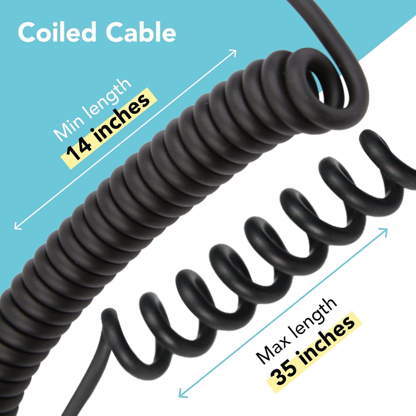 3.5 mm 14 Inch PC1 (1 Foto&Tech to Male Flash PC Sync Cable, Coiled Cord with Screw Lock, Compatible with Nikon Canon
