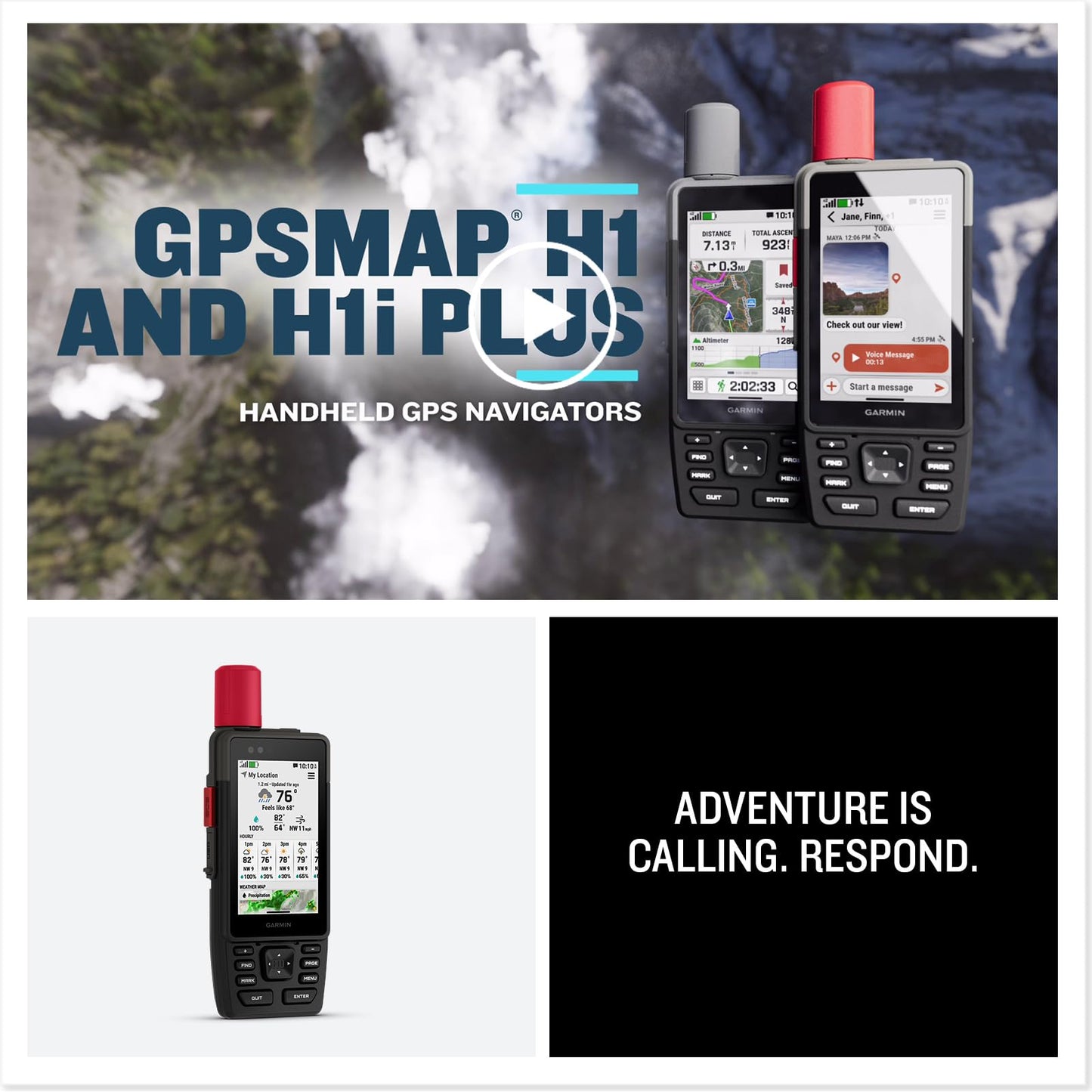 Garmin® GPSMAP® H1i Plus, Premium GPS Handheld Navigator with inReach® Plus Technology to Share Texts, Photos, Voice Memos and SOS Off-Grid, Touchscreen and Buttons, Long Battery Life, Preloaded Maps