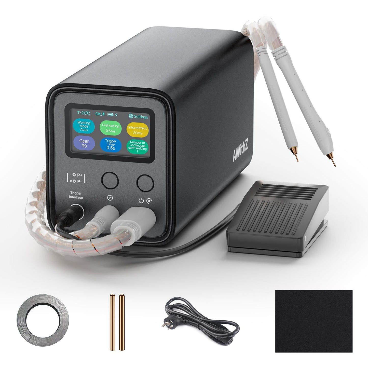 UF20B AWithZ Capacitor Battery Spot Welder, 10.5KW Spot Welder, 3-in-1 Auto & Manual & Foot Pedal Three Modes Welding for 18650/LiFePO4 Lithium Battery Pack Building with Foot Pedal