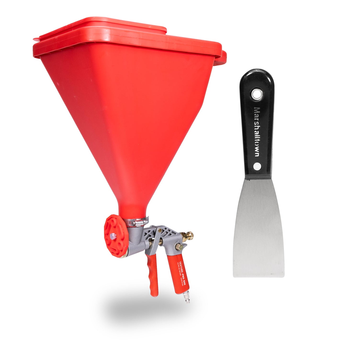 WAL-Board Tools Texture Pro 500 Hopper Gun with Putty Knife, USA Made, Complete Kit for Wall and Ceiling Texturing, with Air Control Valve, TP500