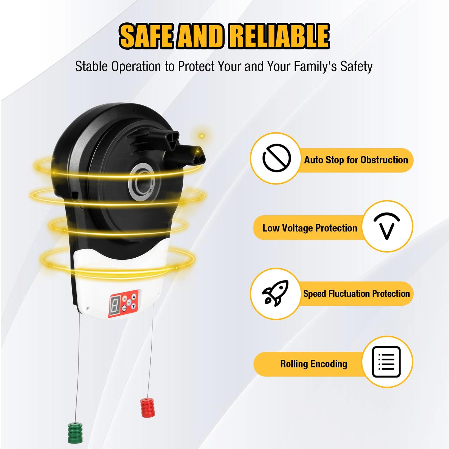 Roll Up Garage Door Opener with Remote, 110V Side Mount Electric Motor, 800N Automatic Rolling Door Opener for Garage, Warehouse, Barn, Shop - Easy Installation & Quiet Operation
