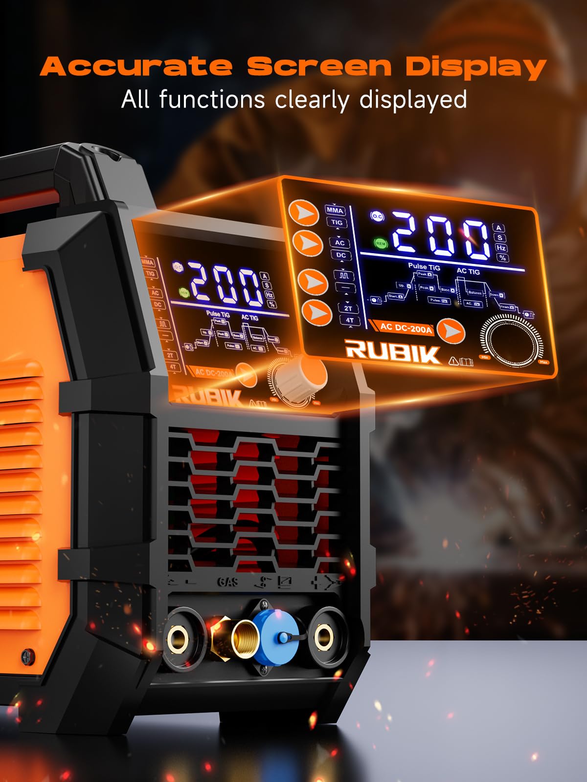 AC/DC Aluminum Tig Welder with Pulse, 200 Amp 6 in 1 Welder 110V/220V Dual Voltage Welder with Digital IGBT Inverter Square/Triangular Wave/Stick/Tig/Spot MultiProcess TIG Welding Machine