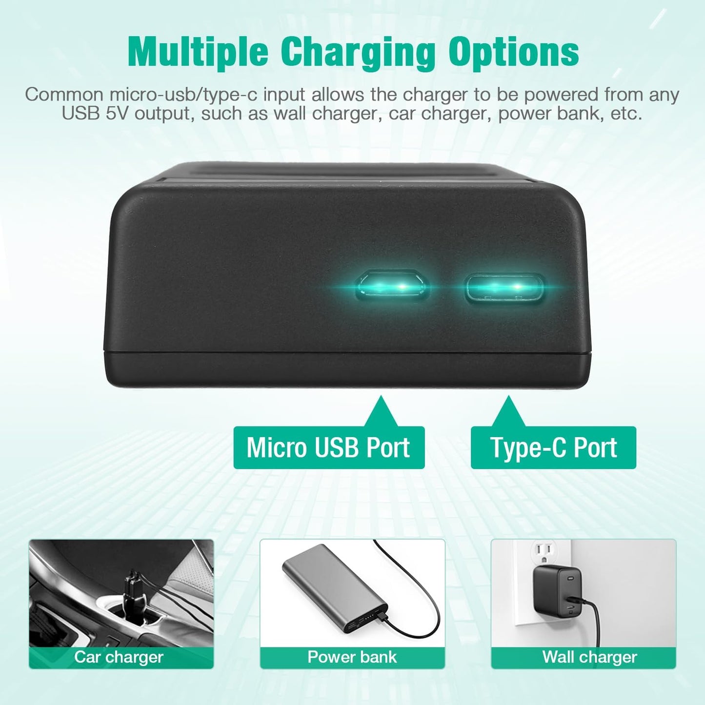 FirstPower BP-511 BP-511a 2-Pack 2200mAh 5D 10D 20D 20Da 30D 40D 50D 300D D30 D60 Battery and Dual USB Charger