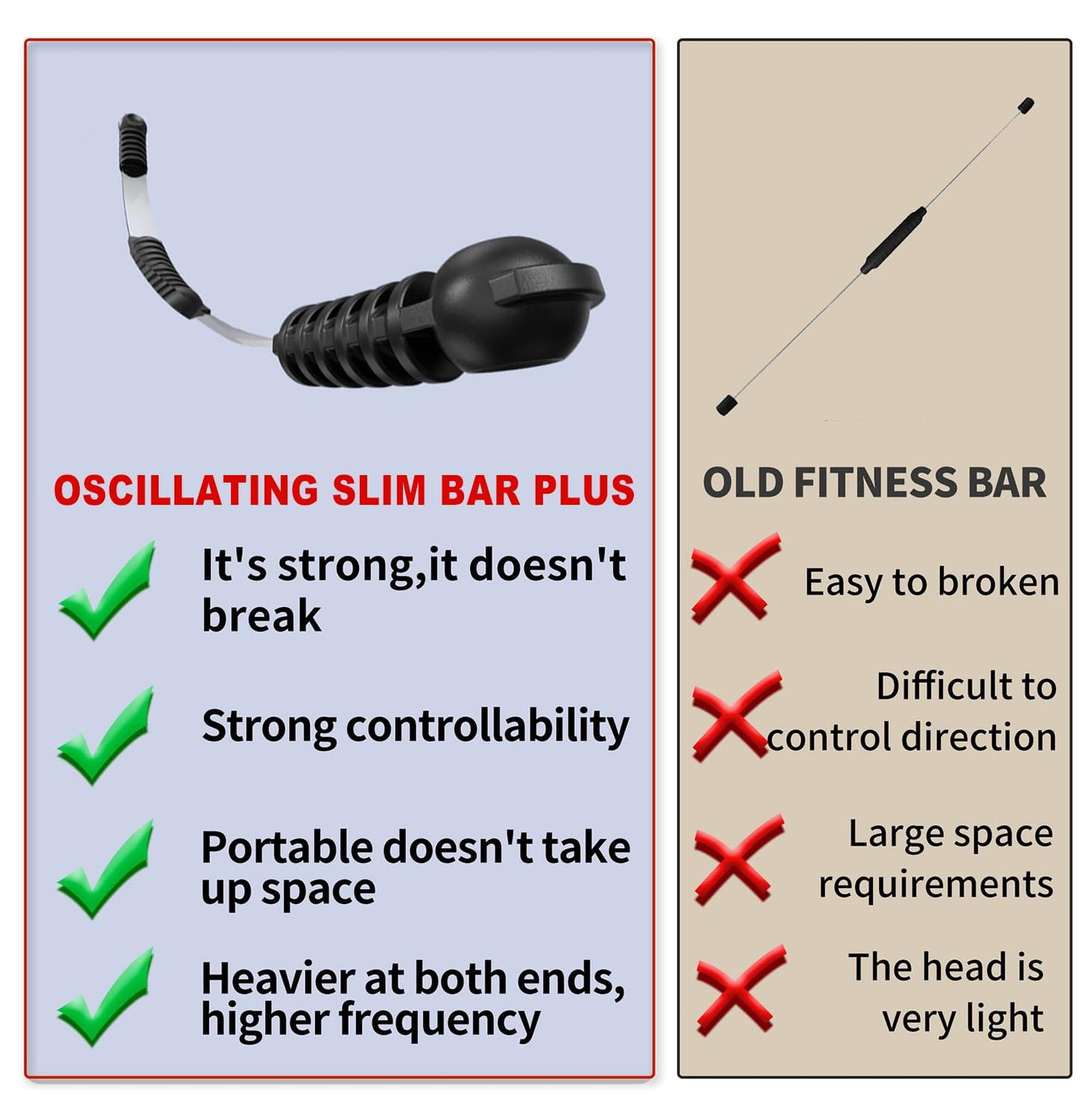 OSCILLATING SLIM Fitness Bar for Workout,Elastic Exercise Bar, Vibration Weight Stick,Body Physical Therapy,Core Strength Training,Arm Shoulder Stretch At Home Gym.