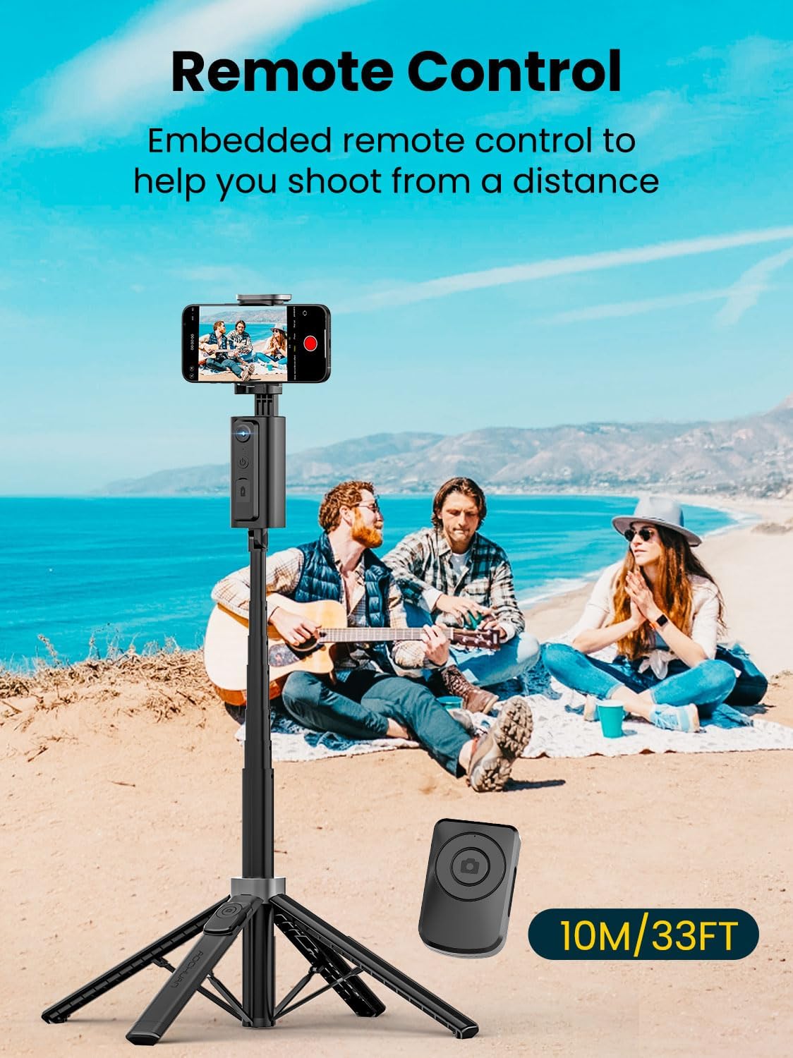 AOCHUAN Android,57'' 360 M3 Face Tracking Tripod for iPhone & Expandable Rotation Selfie Stick that Follows Your