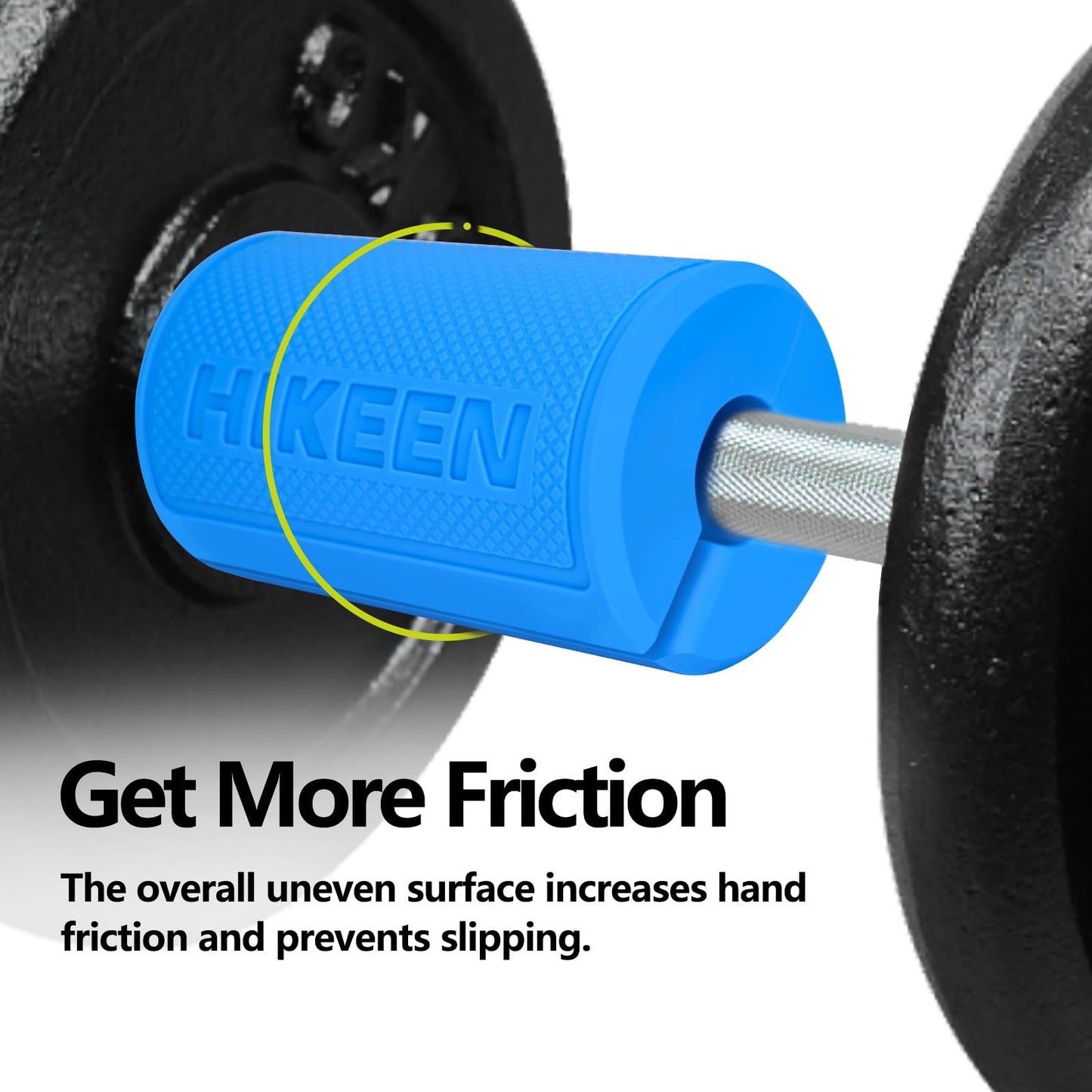 Hikeen Thick Bar Dumbbell Grips, Non Slip Hard Rubber Barbell Grips for Weight Lifting, Muscle Building - 2.75" Outer Diameter