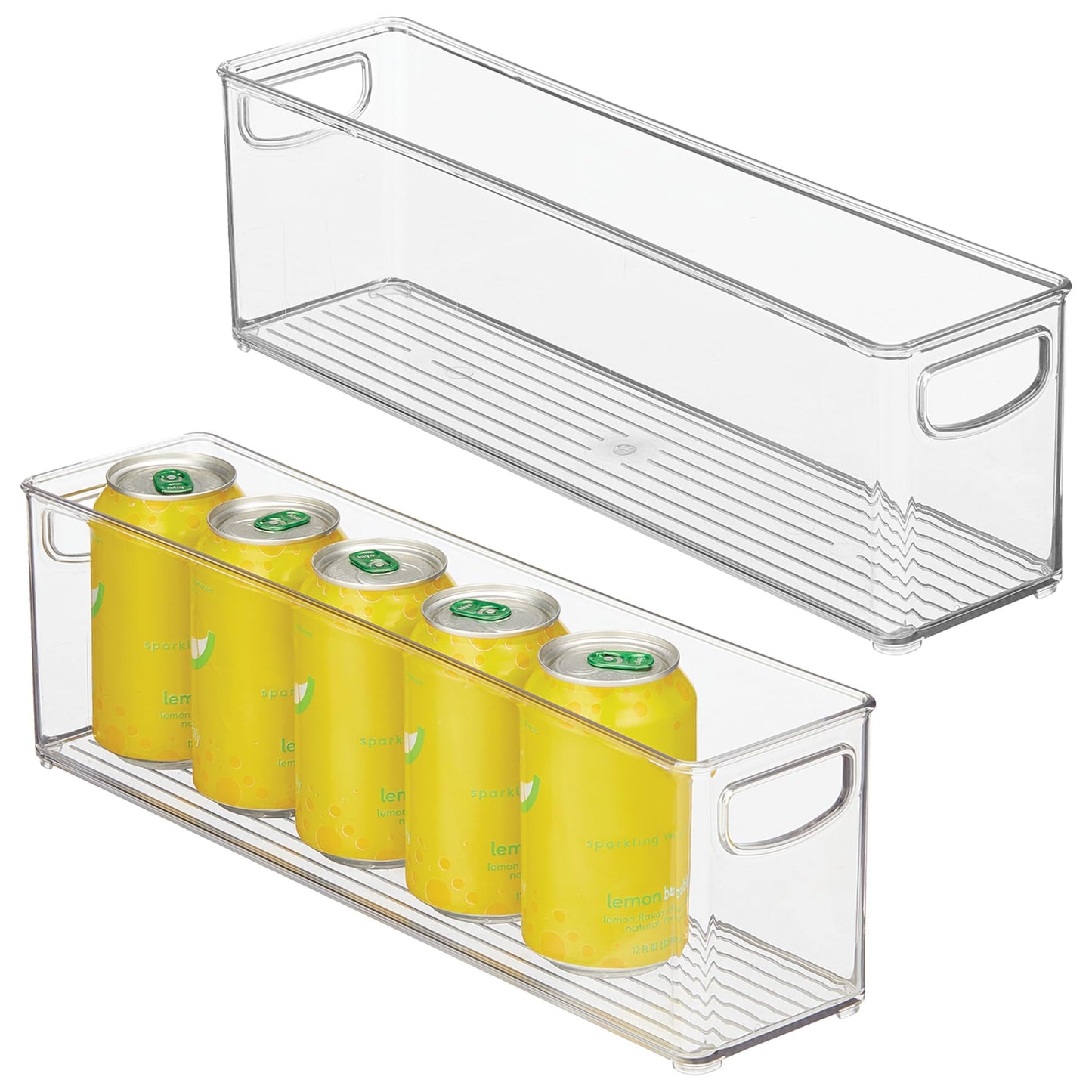 InterDesign iDesign Plastic Stackable Pantry Bin - Storage Bin with Handles for Cabinets or Fridge - Set of 2 - Clear