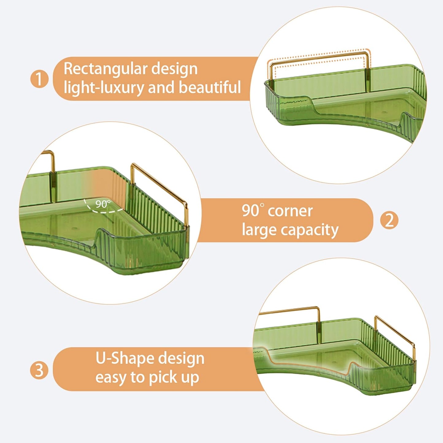 Skiennix Corner Bathroom Counter Organizer - 2-Tier Makeup & Perfume Shelf in Green