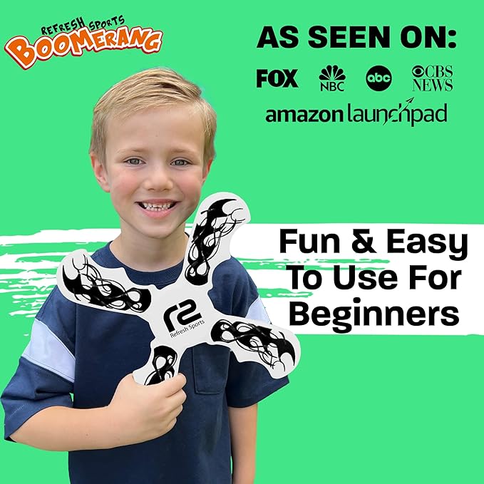 Boomerang for Kids - It Really Does Fly Back - Fun & Easy to Use Toy Gifts for Boys & Girls - Soft Foam Design Allows for Safe Play & Great Beginner Toy Gift Idea Kids Boy Birthday Gift Ideas Stuffers