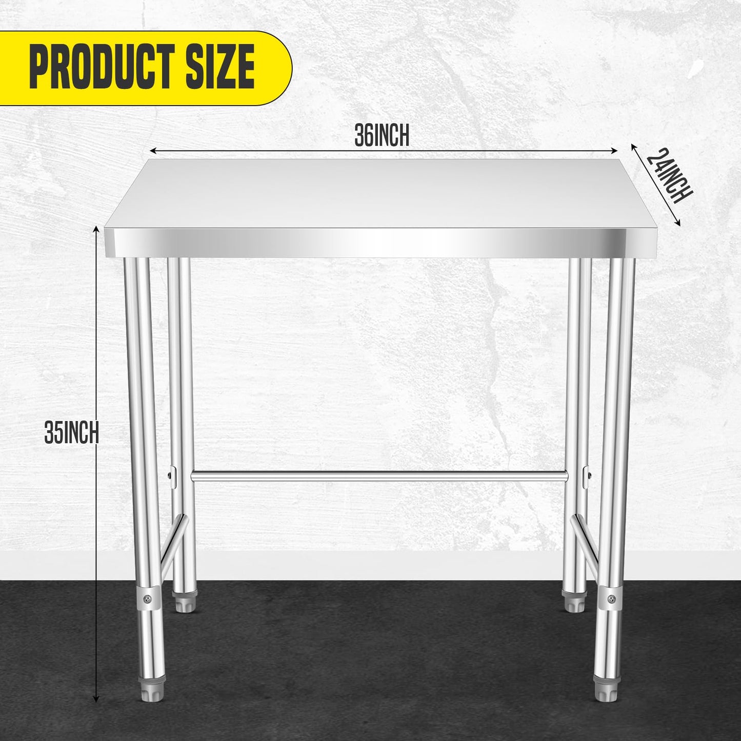 Garvee Stainless Steel Work Table 36x24 Inch with Wheels, Stainless Steel Kitchen Food Prep Commercial Utility Work Table,Silver