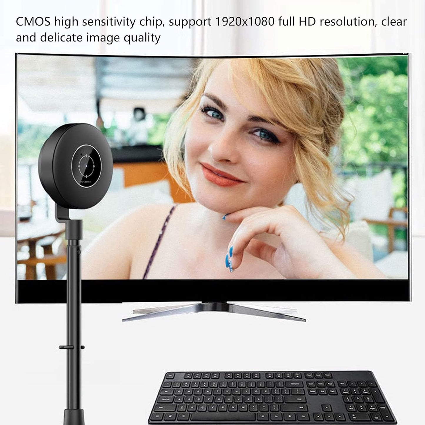 Sorandy 1080P Cmos Webcam, Adjustable USB HD Laptop Webcam for Computers, Webcam with Telescopic Pole Adopts High