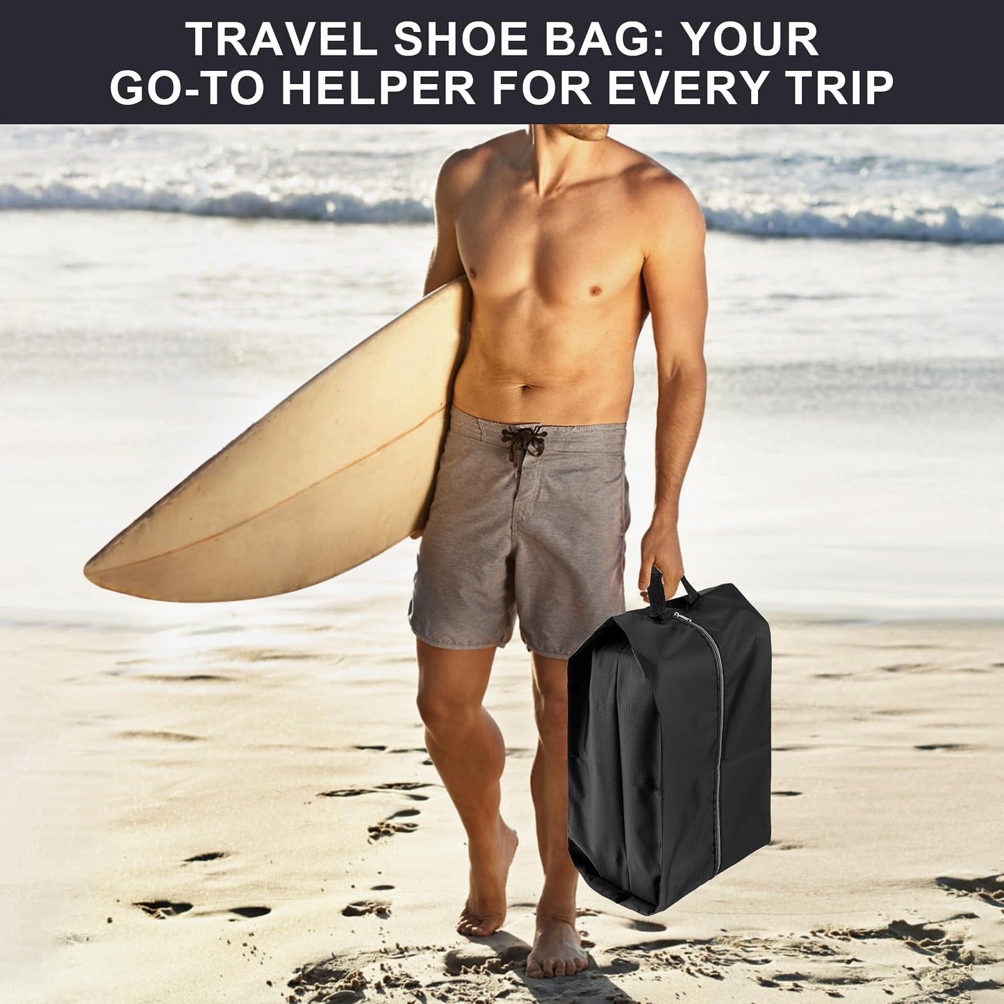 Shoe Bags for Travel, 4 Pack Extra Durable Travel Shoe Bags for Storage and Packing, Reusable Water-proof Shoe Bag with Smooth Zipper, Portable Travel Essentials