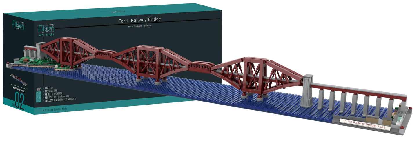 Atom Brick Forth Railway Bridge 1,426 Piece Engineering Model, Premium Architecture Building Kit, Large Display Set for Adults & Teens 14+