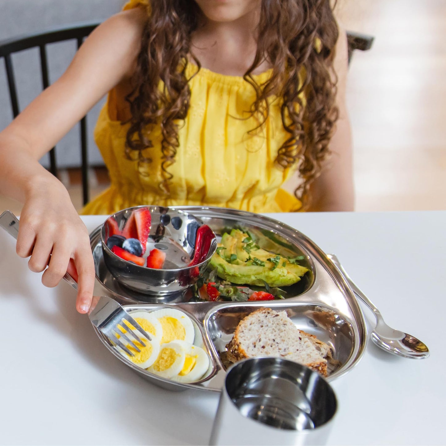 Ahimsa Stainless Steel Kids Utensils Set, Pediatrician Designed, Premium Kids Silverware, Non Toxic, Dishwasher Safe, Big Kid Fork and Spoon