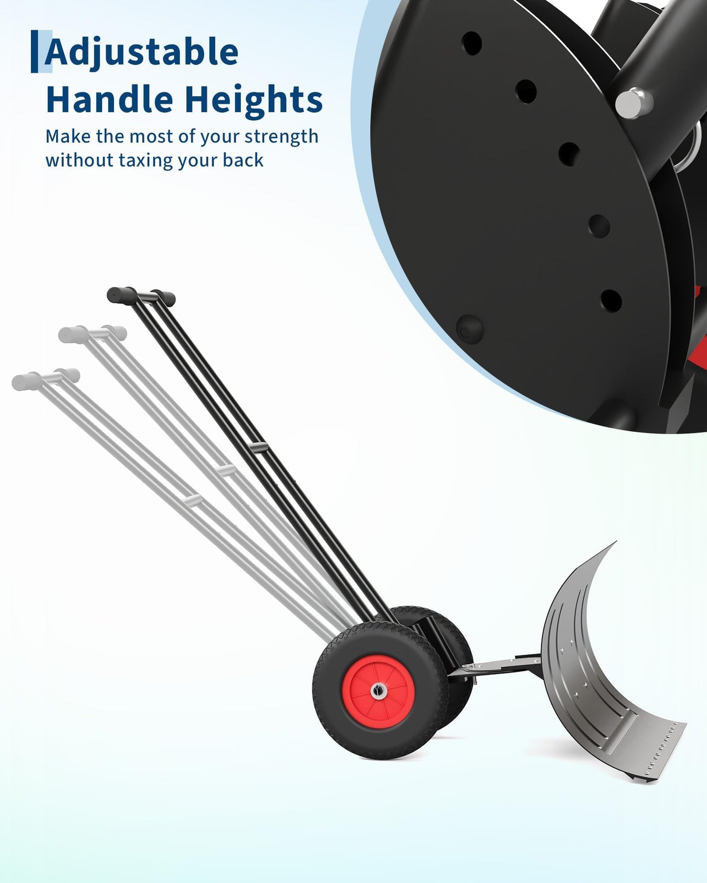 Garvee Snow Shovel, Garvee Heavy Duty Snow Pusher for Driveway with Adjustable Handle and Angled Blade, Efficient Snow Shovel with Wheels, Snow Pusher for Doorway, Sidewalk, Deck (40 Inch)