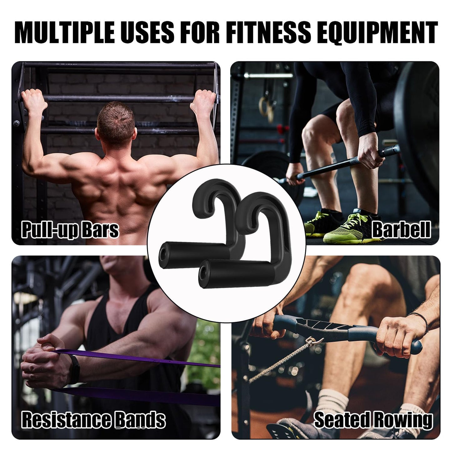 FURBBION Neutral Grip Handle Attachment, Grip Handle Attachments for Pull-up Bars, Resistance Bands, Barbells, Fitness Equipment, Gym Equipment - Black