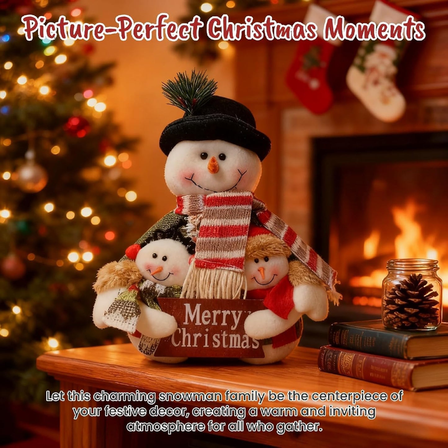 Skiennix 12-Inch Plush Snowman Decor - Adorable Indoor Christmas Decoration for Office & Home