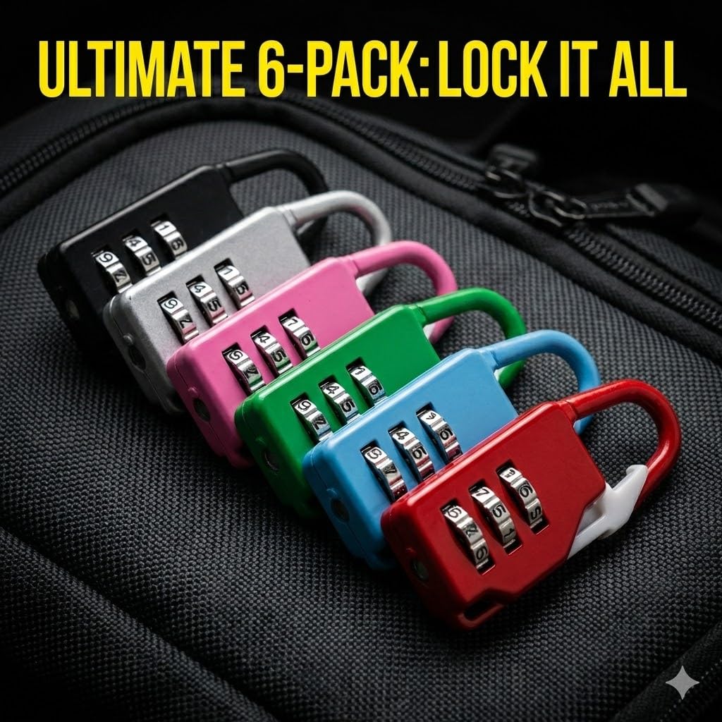 Luggage Combination Lock, Red, 3-Digit Security Lock with Carabiner Design (Pink)