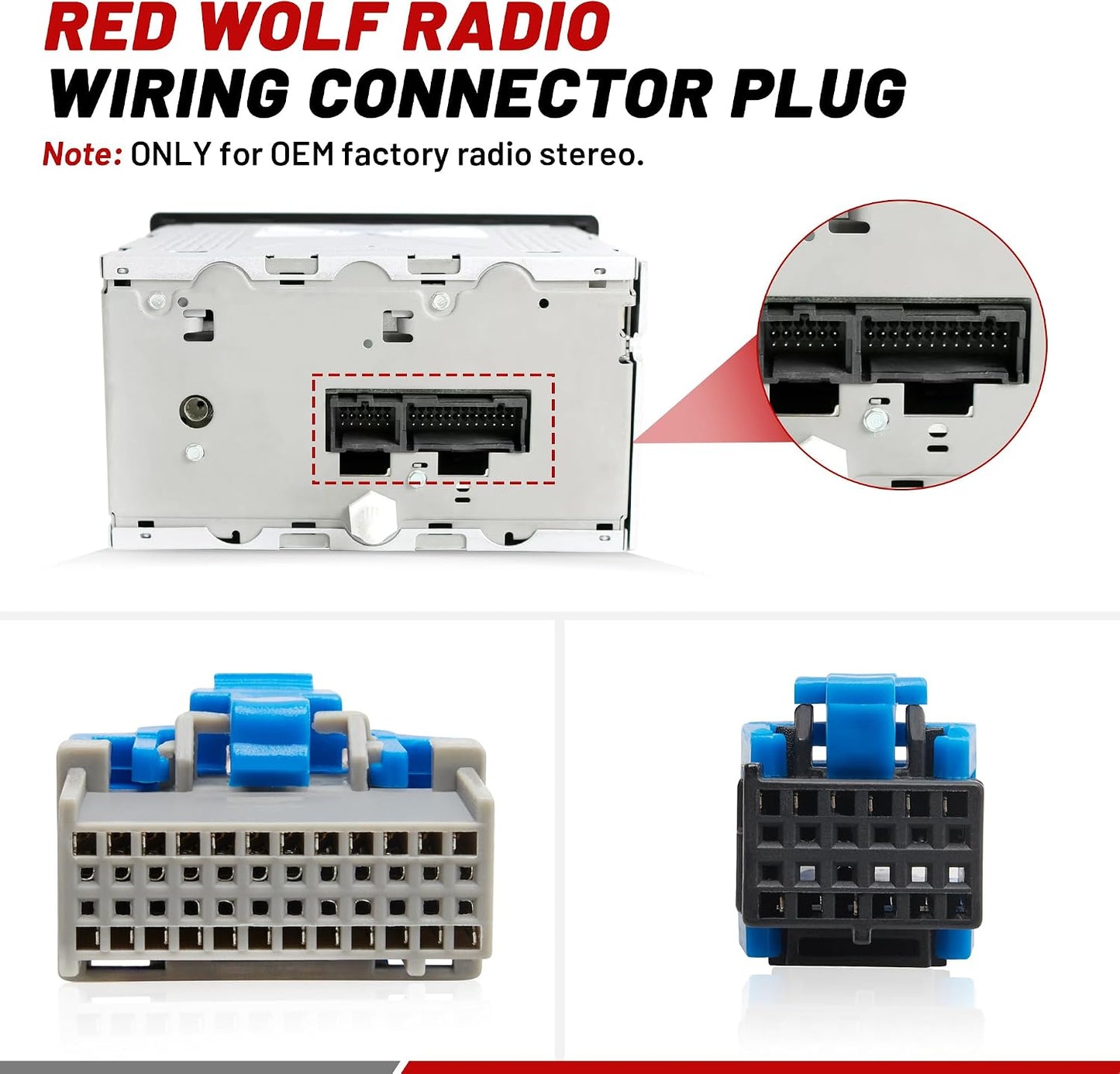 2002-2007 RED WOLF Car OE Radio Wire Harness Female Plug GM GMC Sierra Chevy Silverado Buick Cadillac Pontiac Replace
