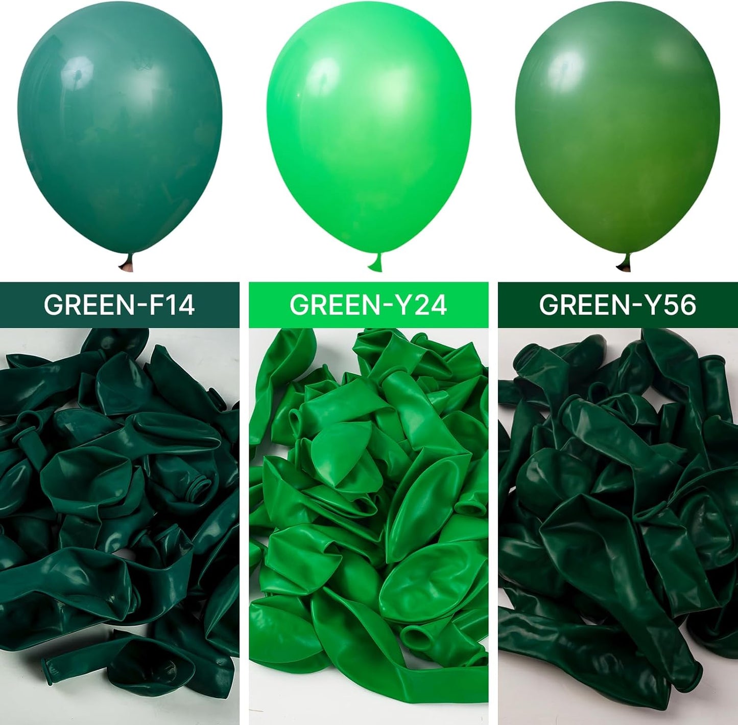 PartyWoo Dark Green Balloons - 100 Pcs in Various Sizes for Jungle Birthday & Graduation Decor | Emerald Green